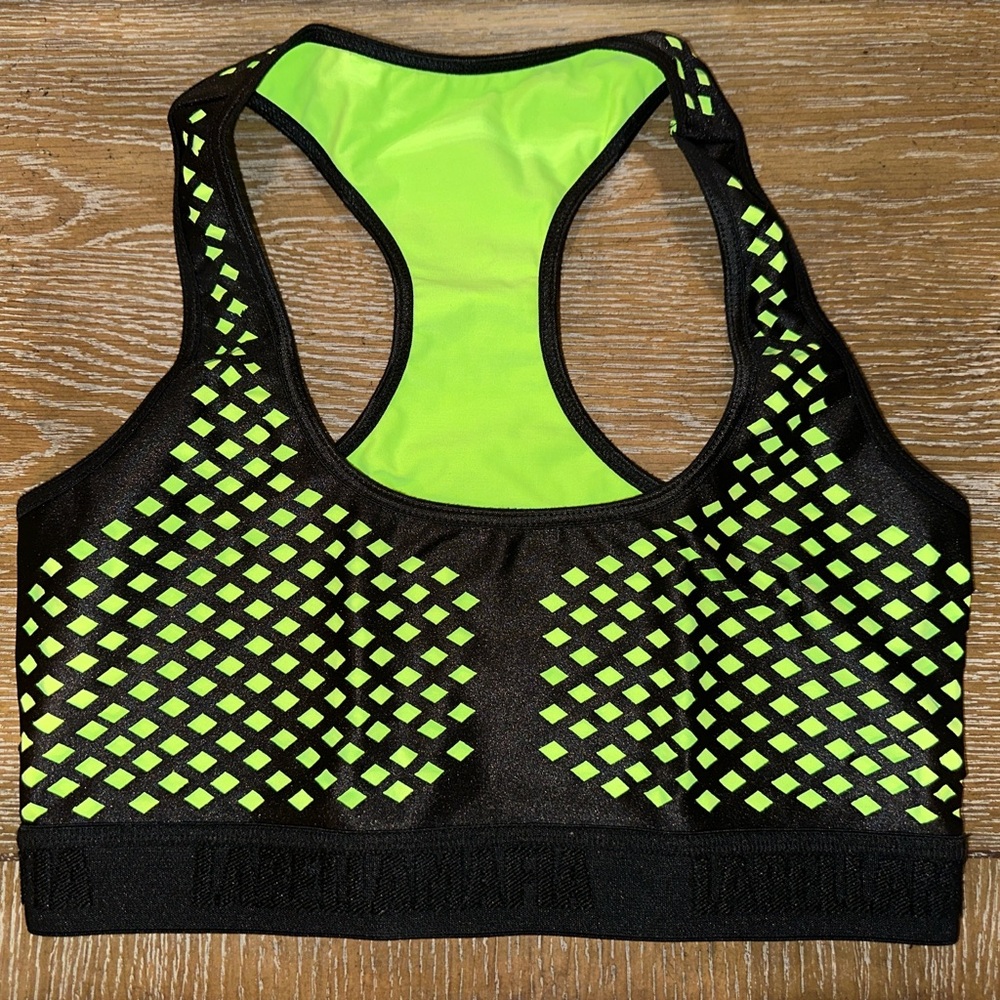 La Bella Mafia Black and Neon Green Sports Bra